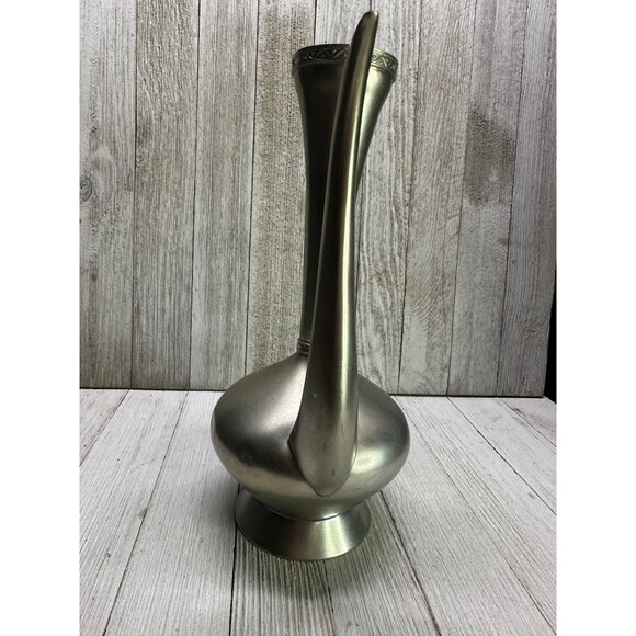 Vintage Norwegian Hagness Pewter Pitcher Folk Art Embossed Design #214 10'' Tall - Picture 2 of 8